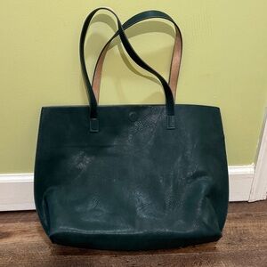 Everyday Dark Green Leather Tote Bag